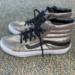 Leather Metallic silver/gold vans shoes W7.5